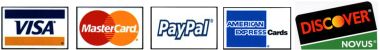 We accept Visa Mastercard Amex Paypal Discover Credit Cards